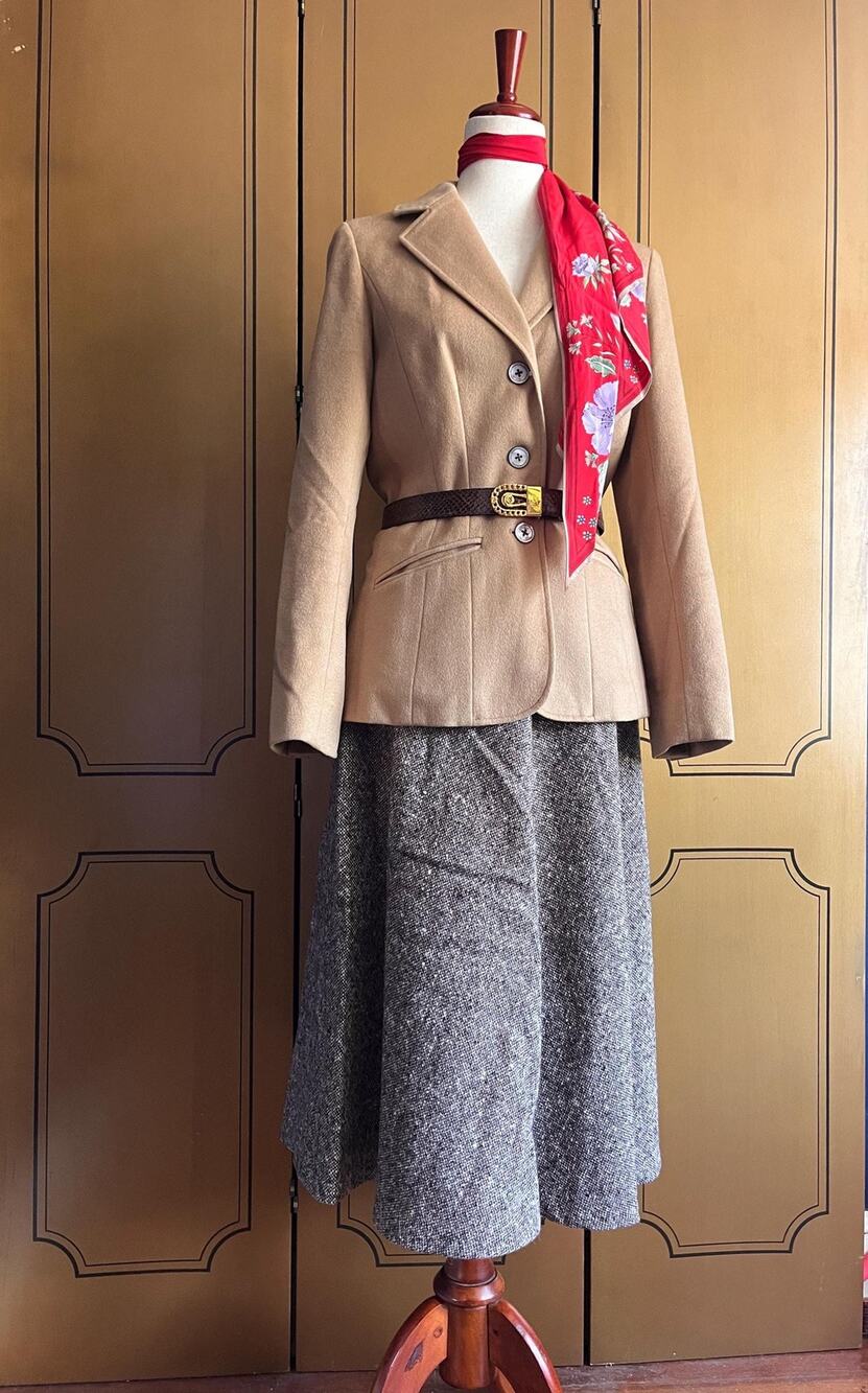 Vintage tailored jacket in camel wool, size S